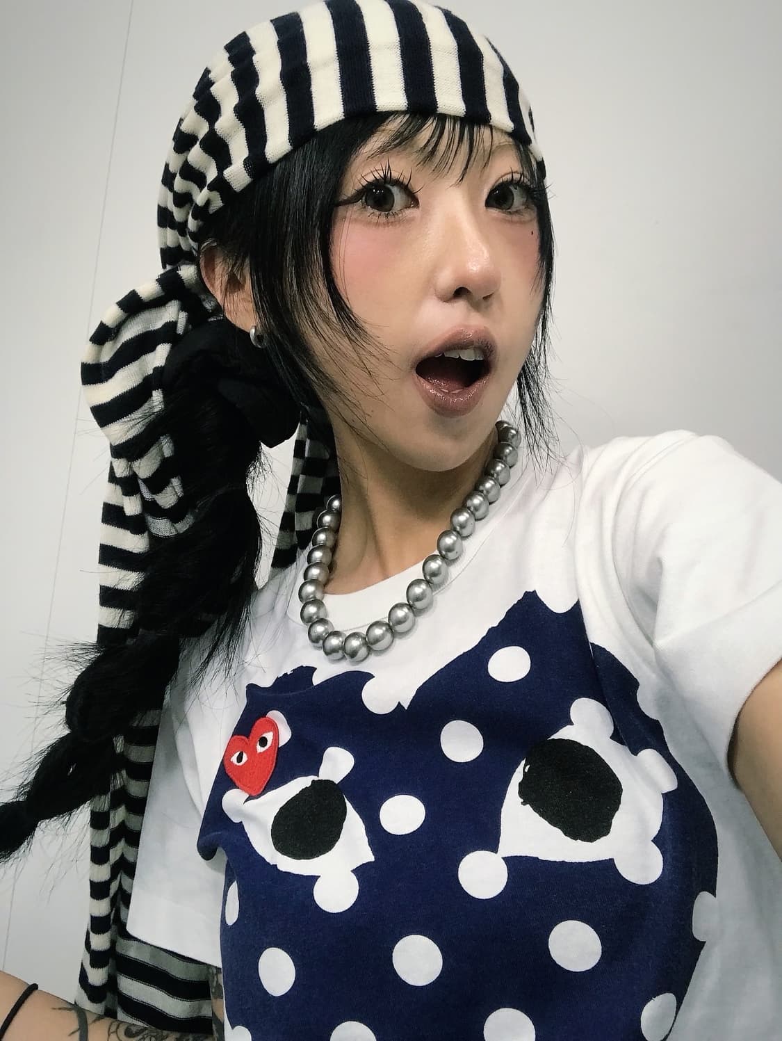  꼼데가르송 더블 도트 하트 프린팅 티셔츠 상품이미지7