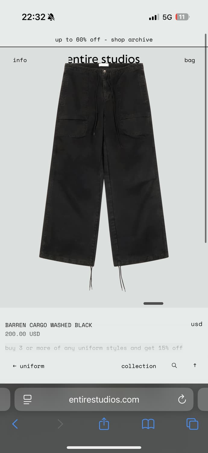 엔타이어스튜디오 배런 카고팬츠 상품이미지2