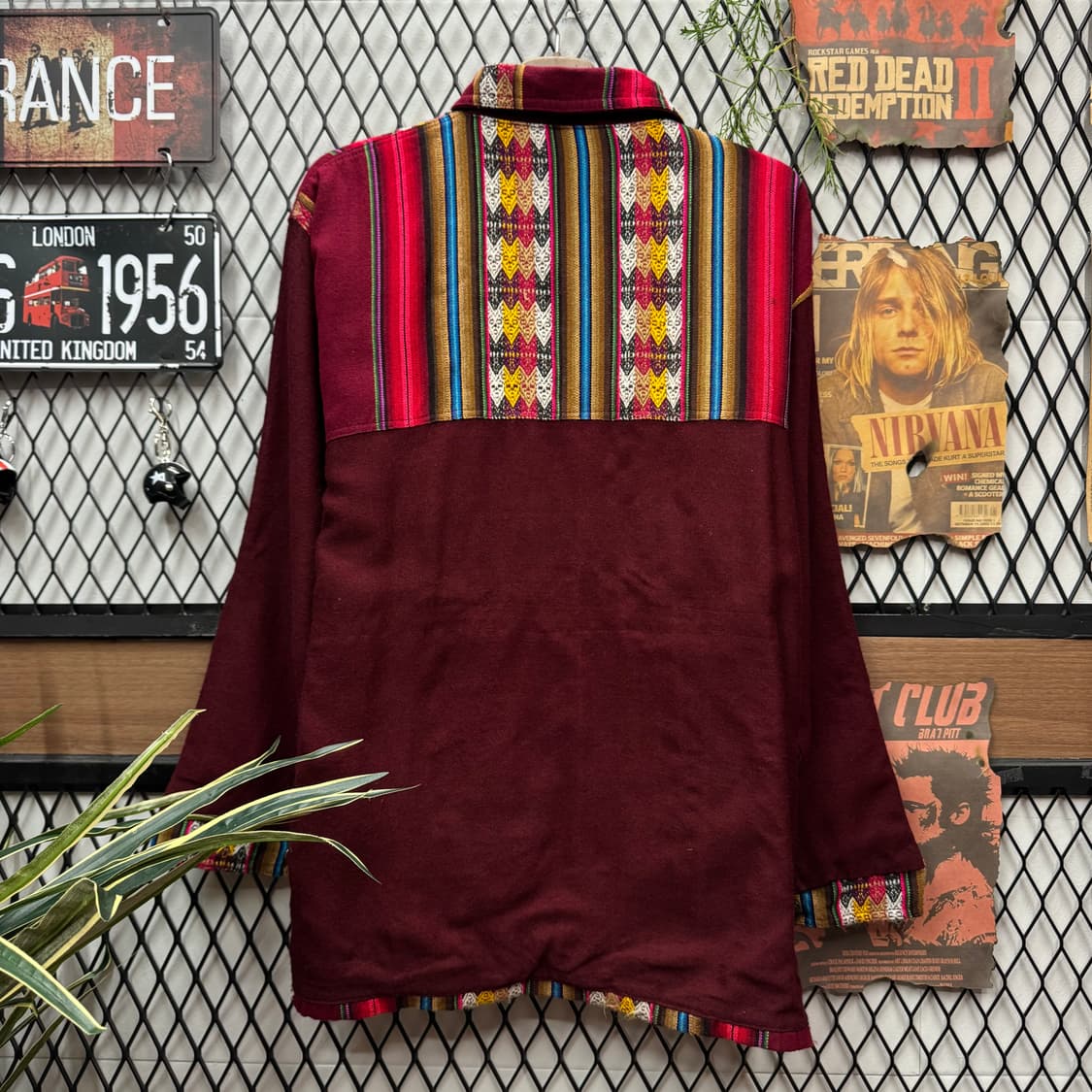 JPN VINTAGE 에스닉 패턴 패치워크 코튼 자켓 레드 상품이미지2