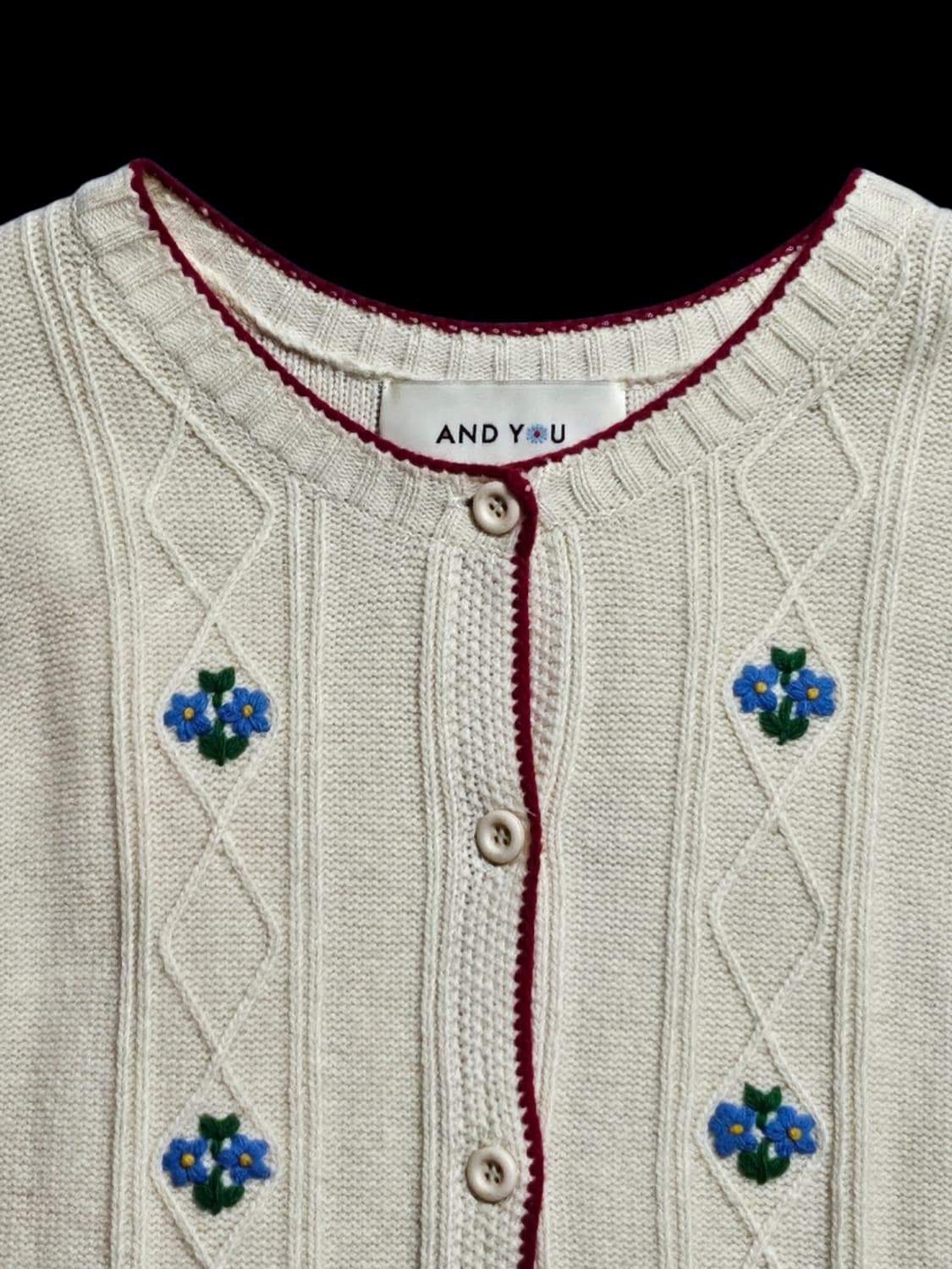 앤유 AND YOU 라일락 플로럴 아이보리 여성가디건 F/27만 상품이미지4