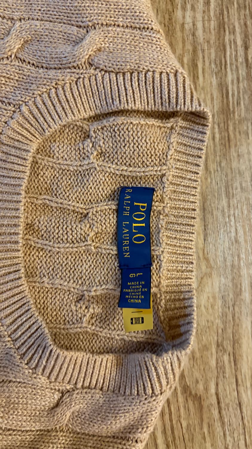 폴로 랄프로렌 케이블 니트 반팔 라지 베이지 상품이미지2