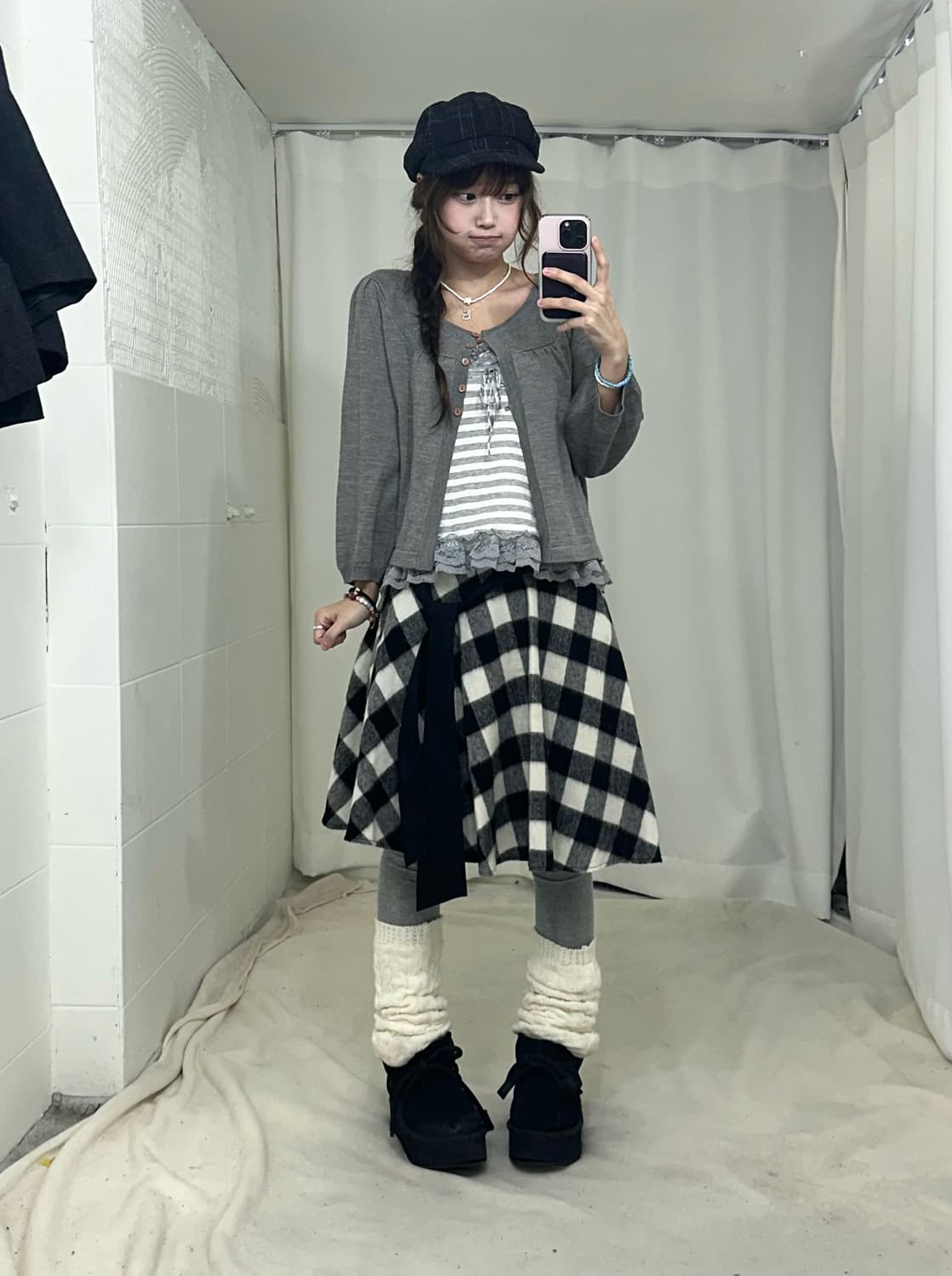 세실맥비 무채색 니혼진 하이넥코트 코디세트 상품이미지2