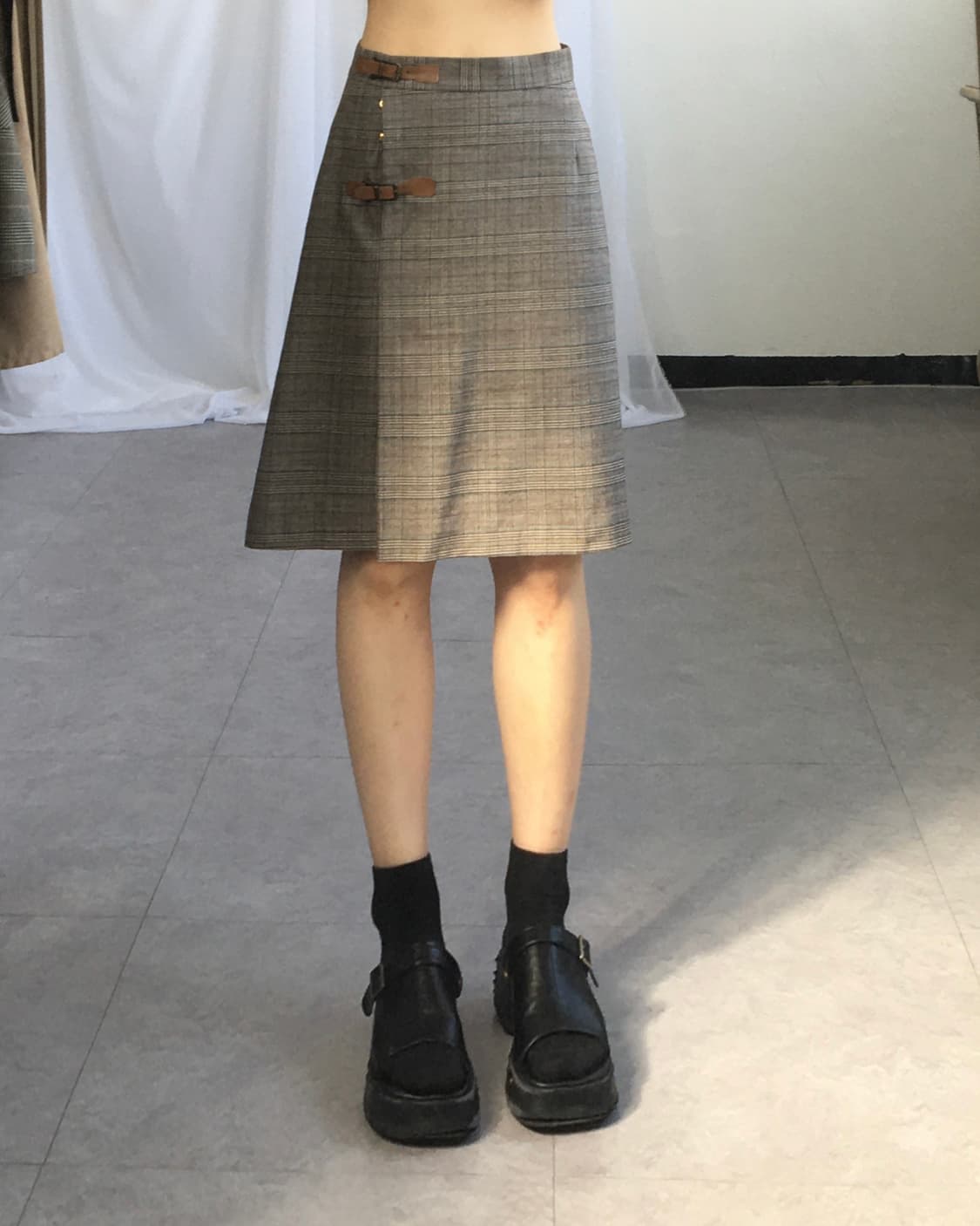Belted check pattern skirt 상품이미지5