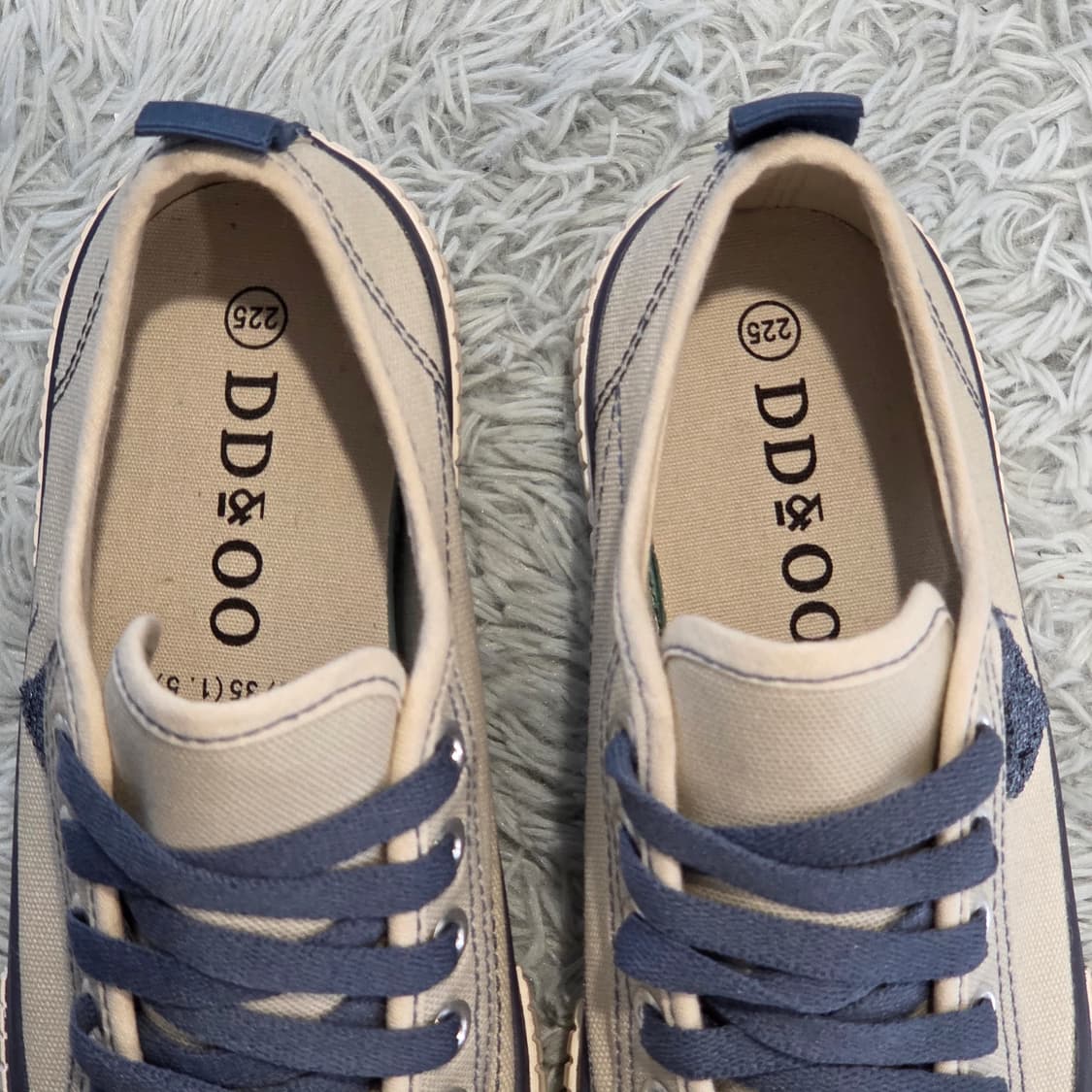 1a-4:디디앤오오 하트 자수 베이지 캔버스 스니커즈225 mm 상품이미지6
