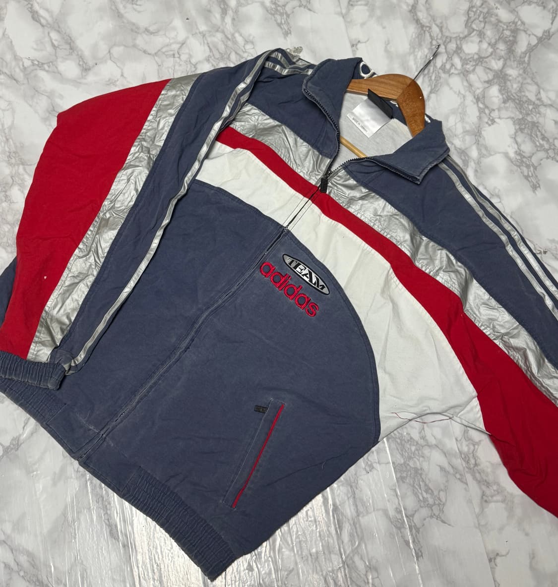 L 아디다스 삼선 실버 레이싱 코튼 빅로고 자켓 상품이미지5