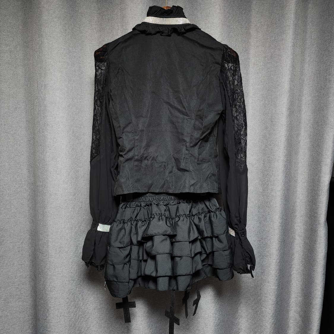 고스로리 지뢰계 고딕 페이크셔츠 치마바지 셋업 상품이미지3