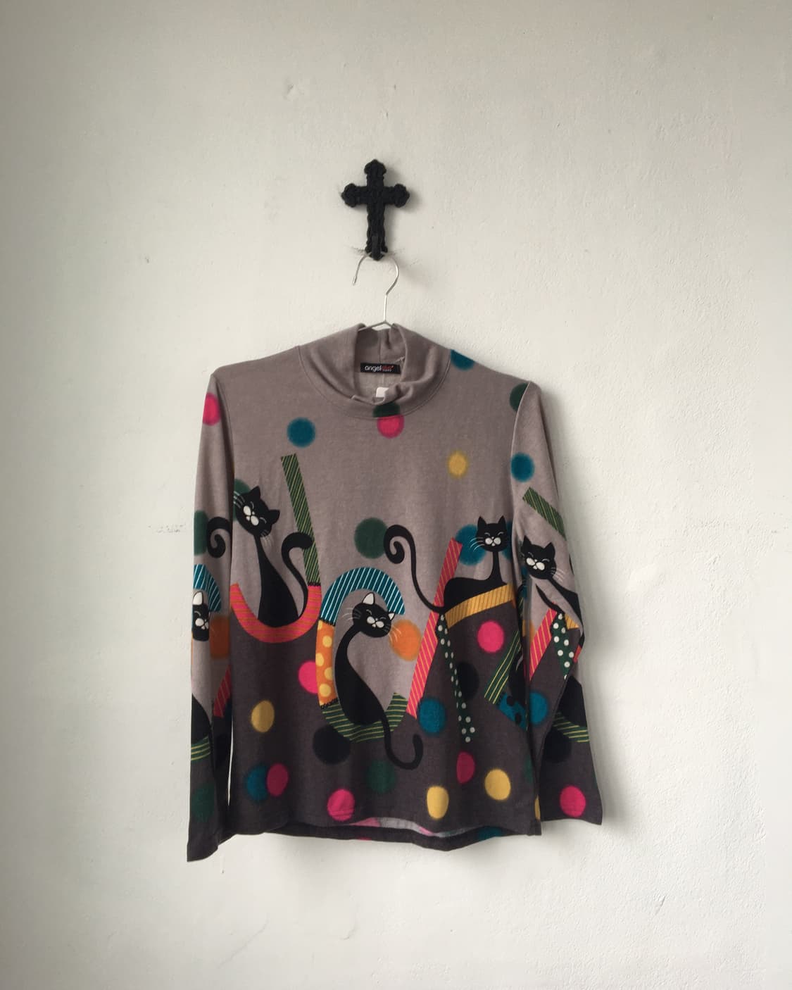 Cat printing high neck knit sleeve 상품이미지2