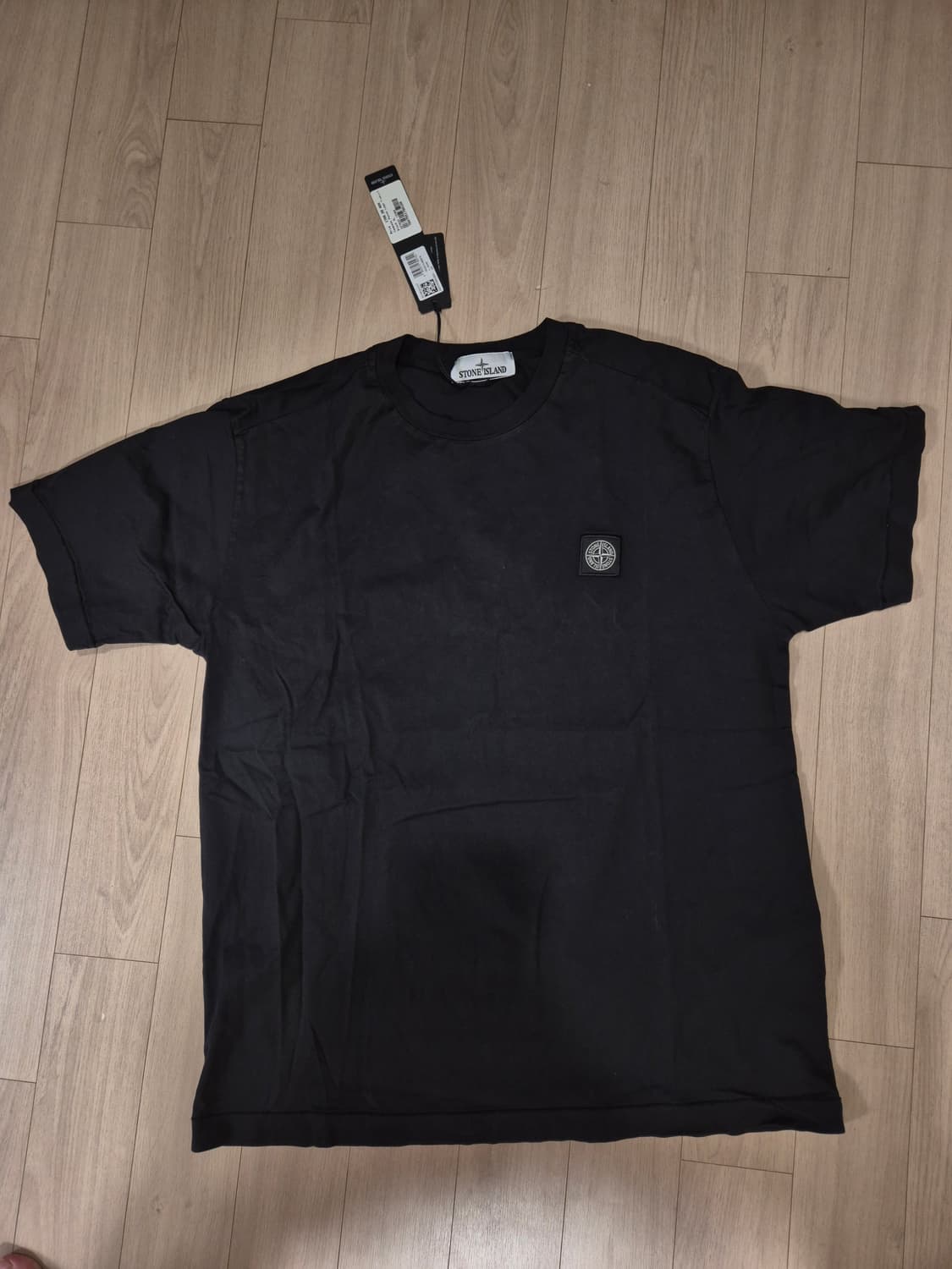 [새상품/XL] 스톤아일랜드 패치로고 티셔츠 블랙 상품이미지1