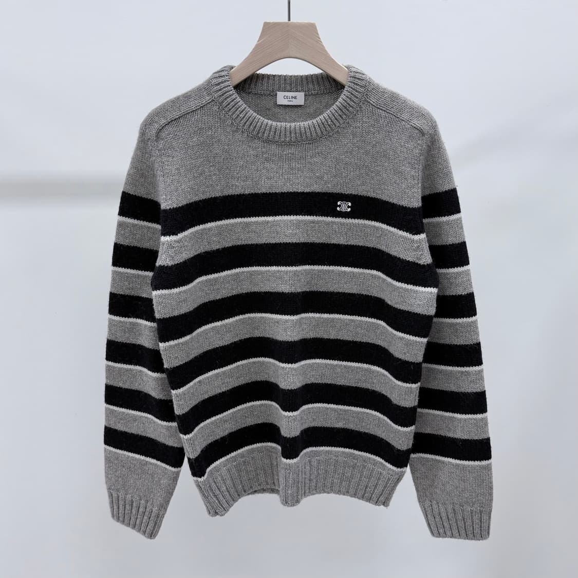 [S+급/M] 셀린느 트리오페 스트라이프 크루넥 울 니트 상품이미지1