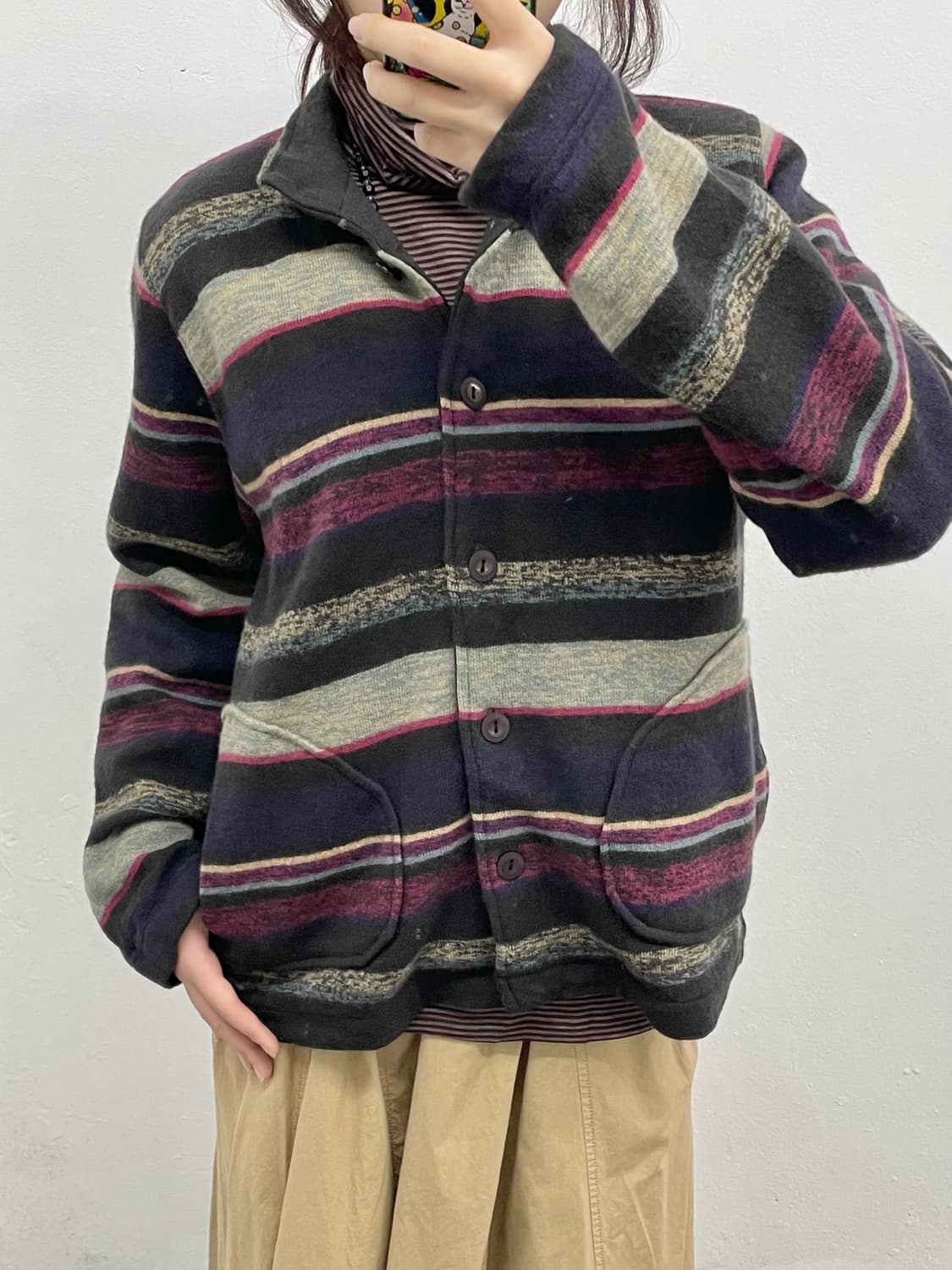 울100% 무지개떡 버튼 자켓  상품이미지2