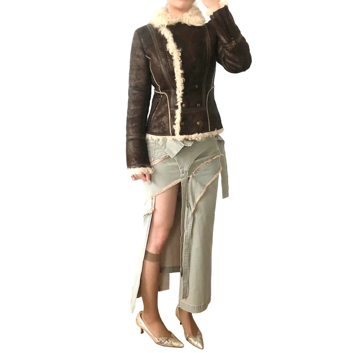 FRENCH VINTAGE 커피 쉬머 무스탕 상품이미지2