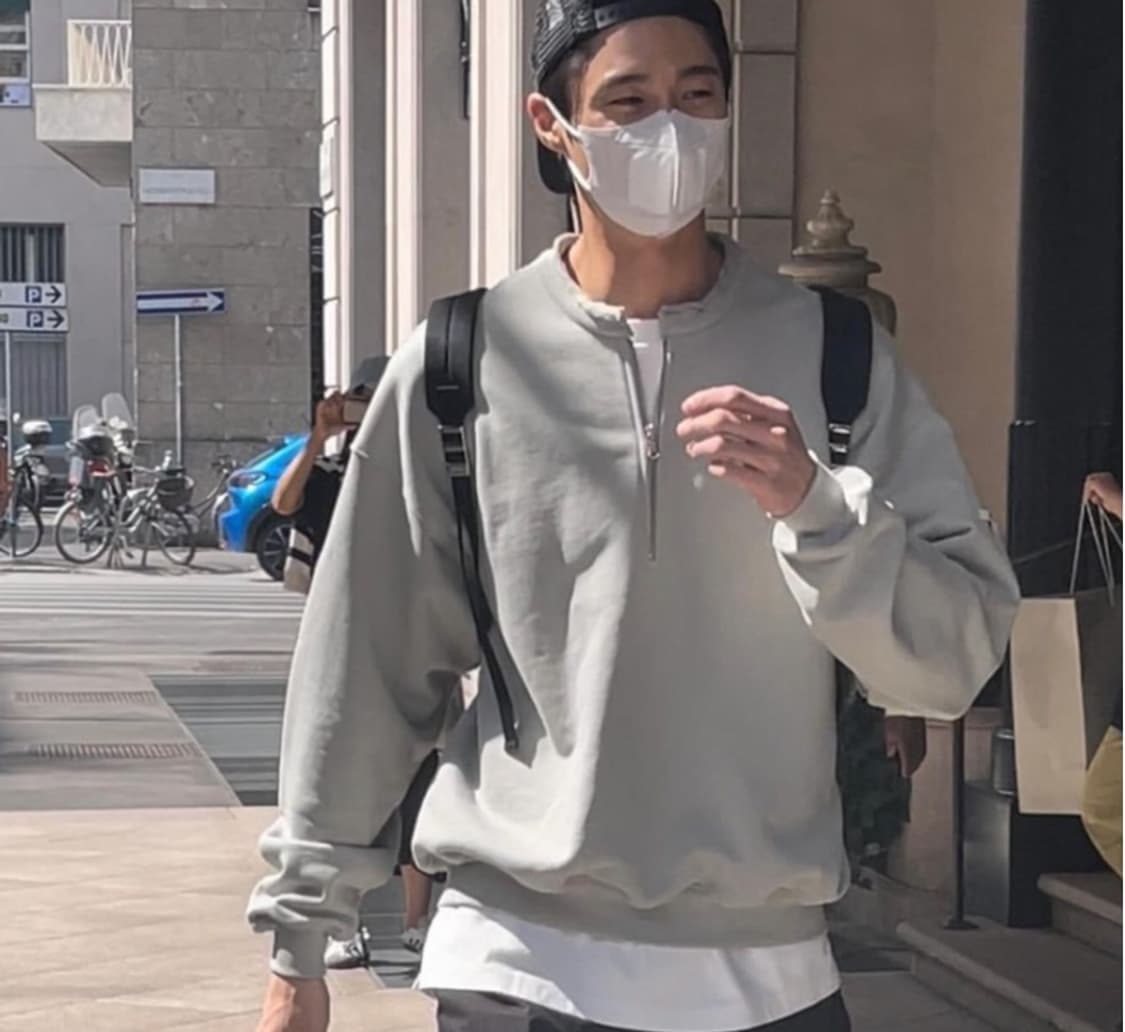 렉토 로우엣지 칼라 하프집업(그레이시카키) 상품이미지6