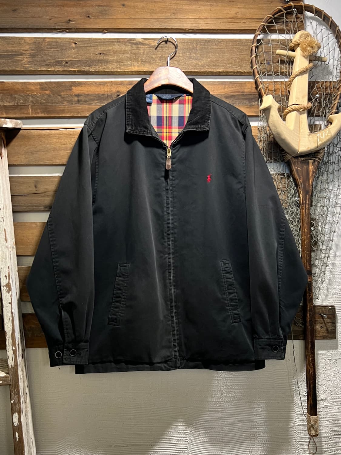 [S]폴로 랄프로렌 타탄체크 라이닝 블랙 드리즐러 자켓 상품이미지1
