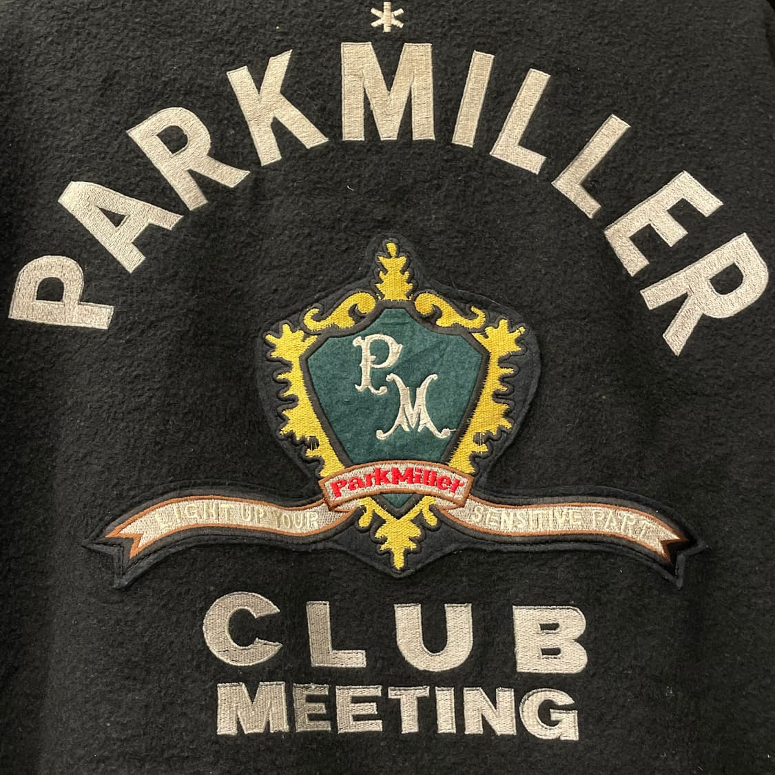 90s 파크 밀러 빅 자수 패치 레더 암 바시티 자켓 상품이미지5