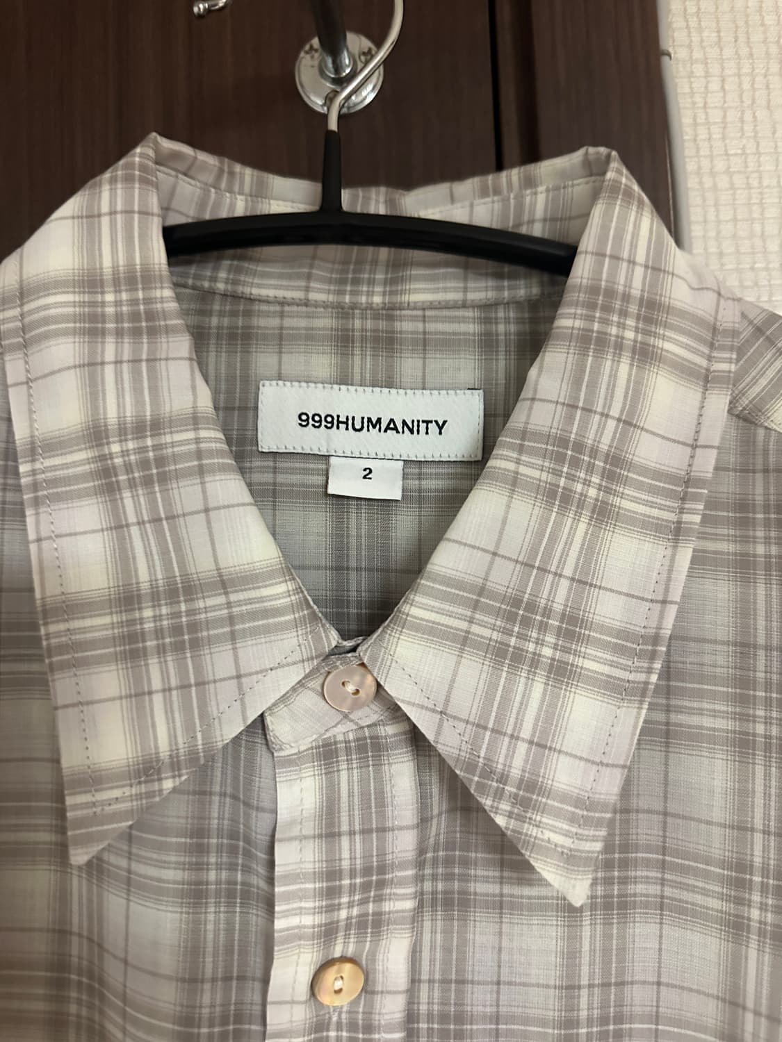 999휴머니티 이지 체크 셔츠 에크루 2 m 사이즈 상품이미지4