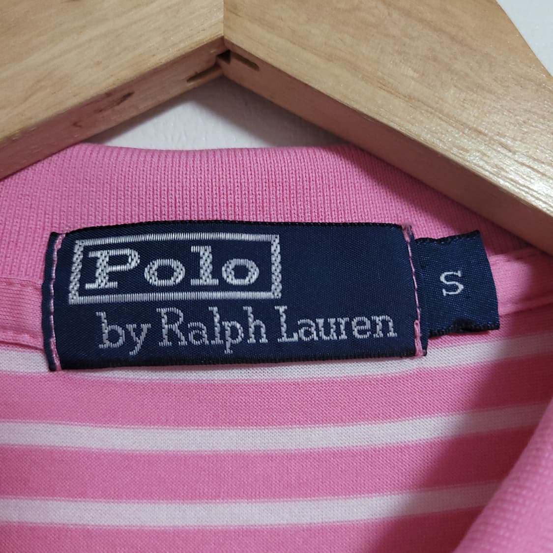 (S) POLO 폴로 핑크 스트라이프 반팔 카라티 크롭 상품이미지3