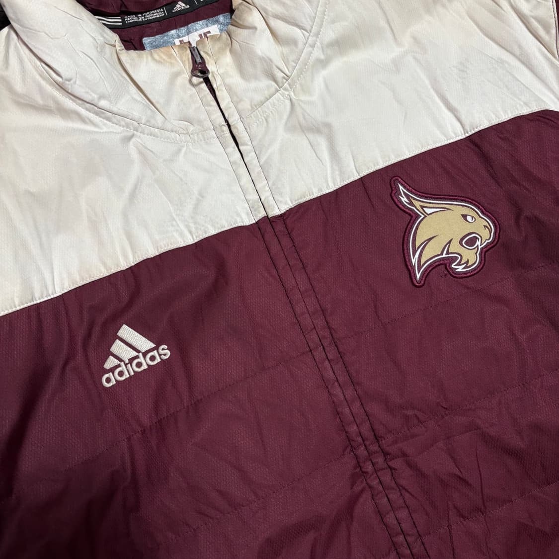 00s 아디다스 버건디 화이트 밥캣츠 올드스쿨 점퍼 파카 상품이미지2