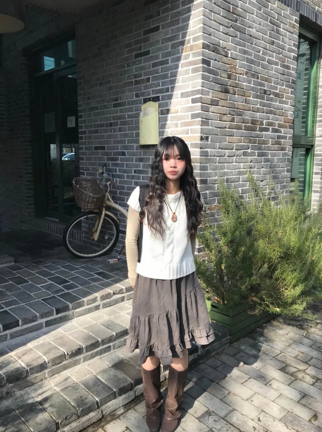 시즐 seezul 고더 프릴 스커트 브라운 상품이미지5