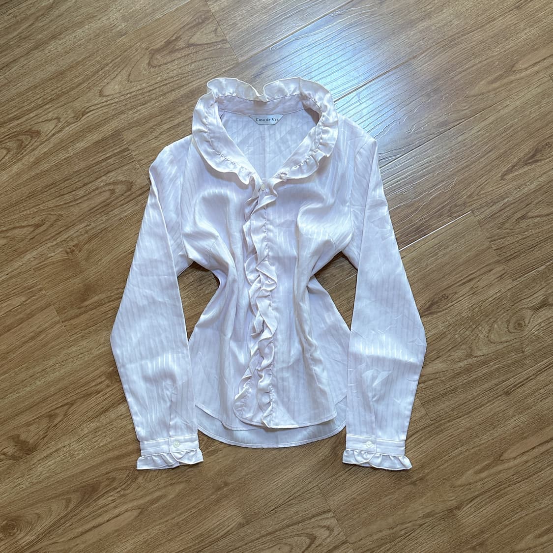 빈티지 러플 레이스 펄 블라우스 셔츠 히메갸루 라떼 로걀 긱시크 고딕 상품이미지1