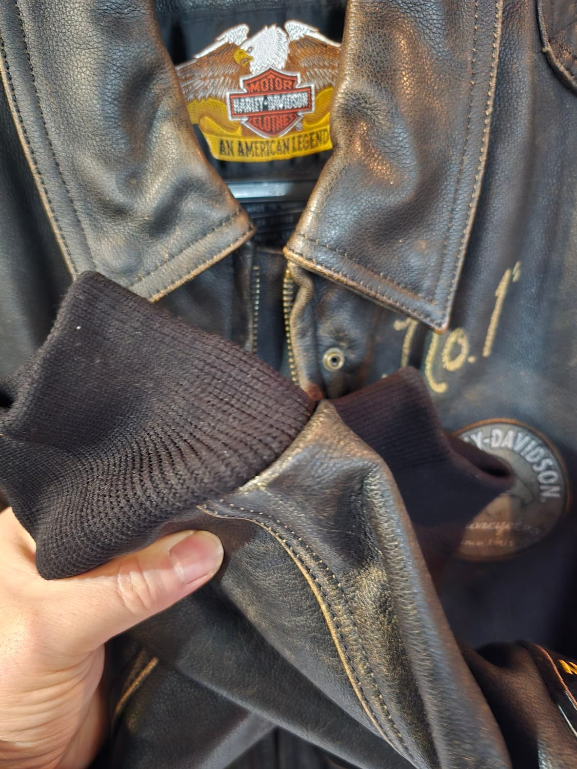 할리데이비슨 소가죽 패치 빈티지 항공점퍼 상품이미지5