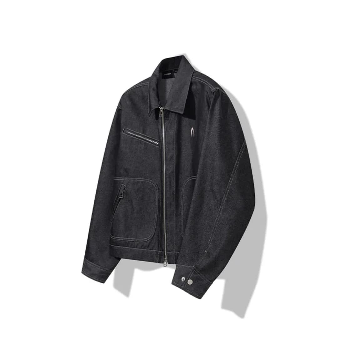 Stitch Zip-up Denim Jacket (Black) 상품이미지1