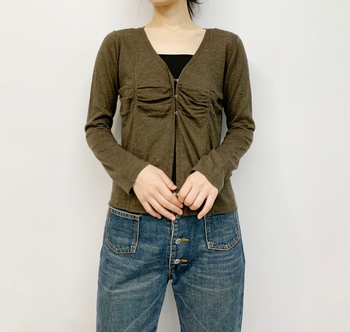 CURIOSITE 셔링 가디건 상품이미지1