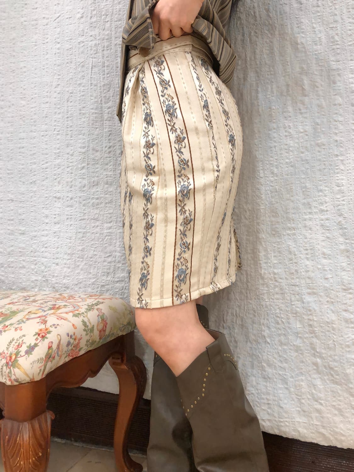 vintage garden stripe midi skirt 상품이미지4
