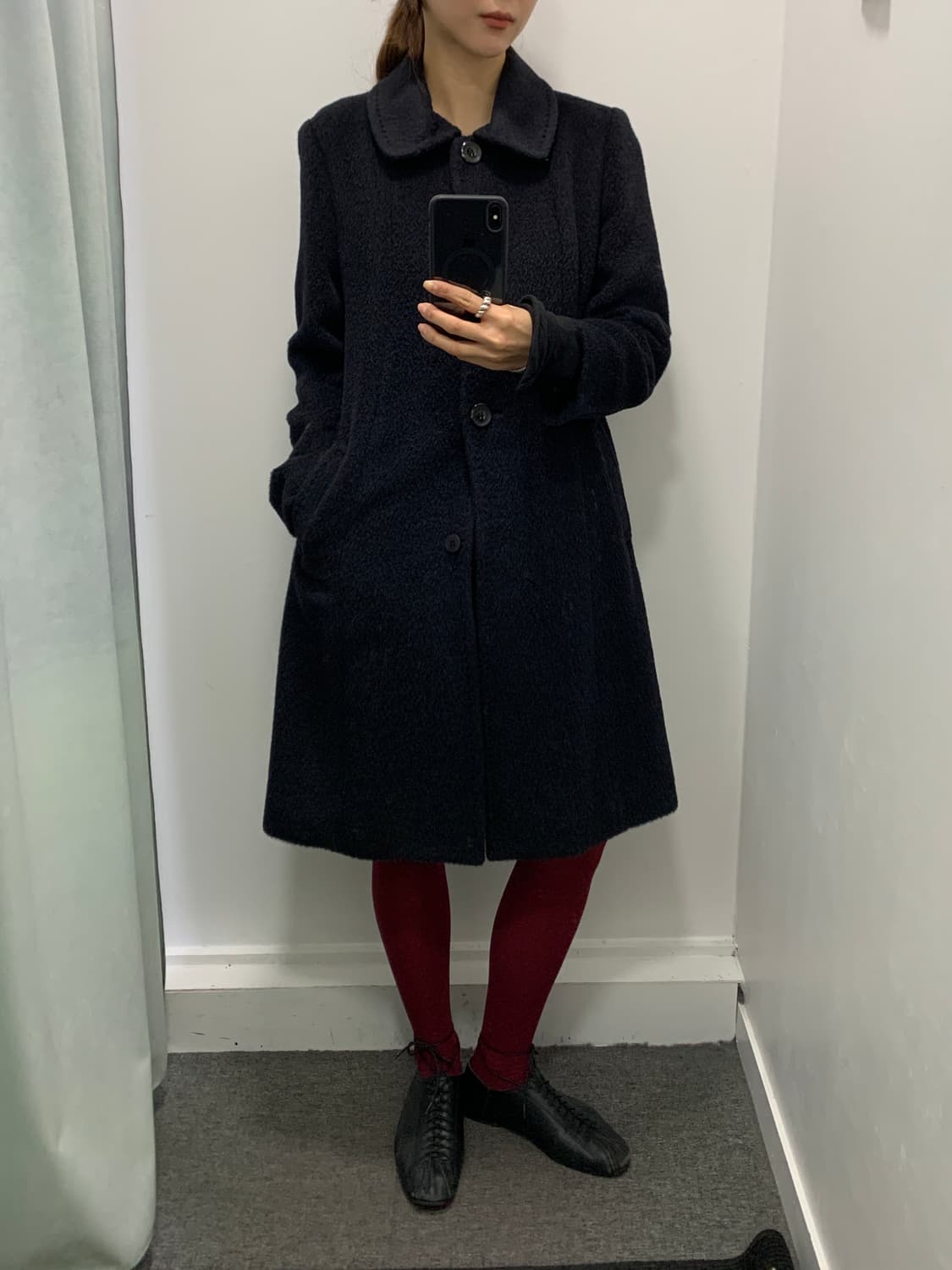 크로커다일 수리 알파카 블랙 롱코트 상품이미지5