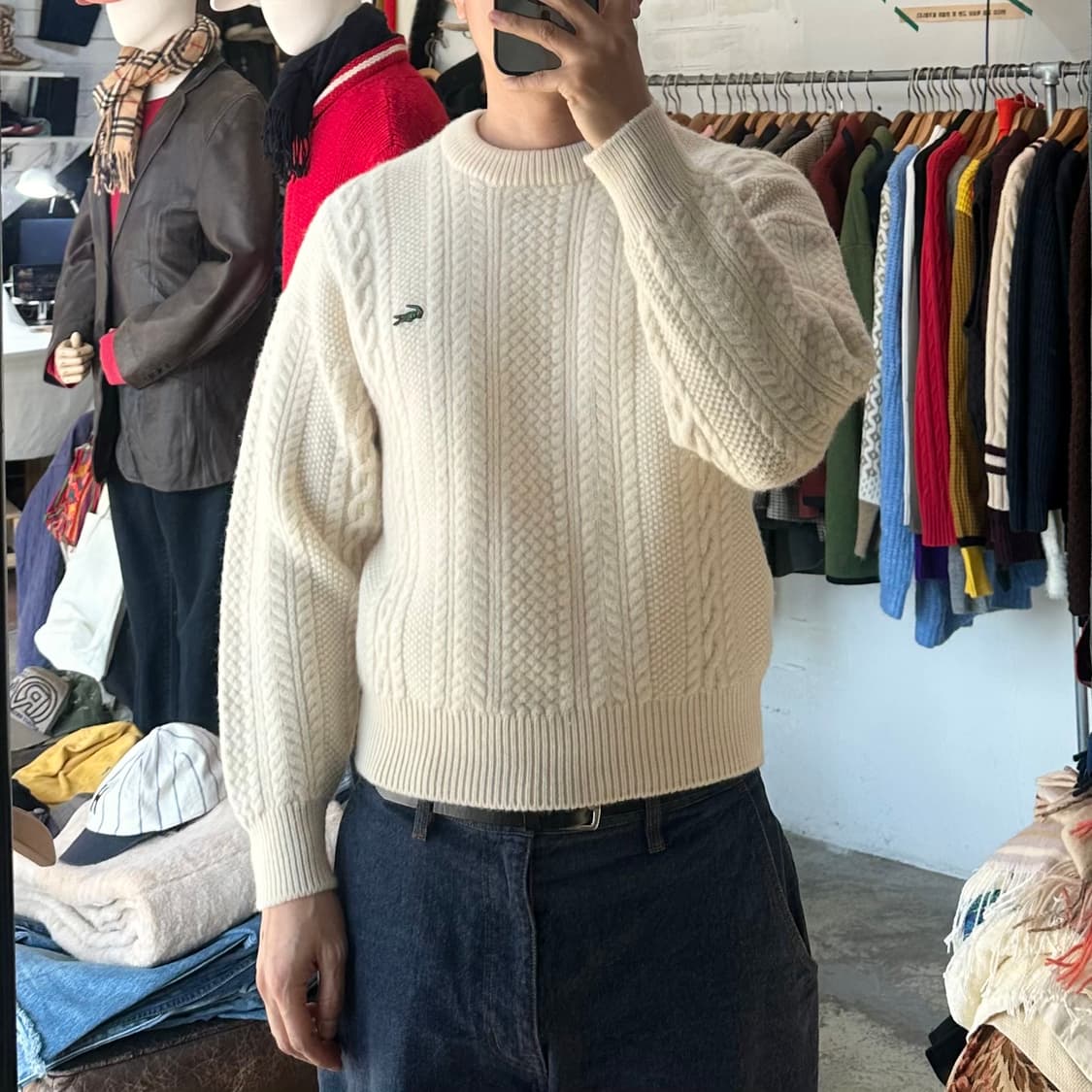 (착용컷) 라코스테 울 피셔맨 니트 (남성용 100) 상품이미지4