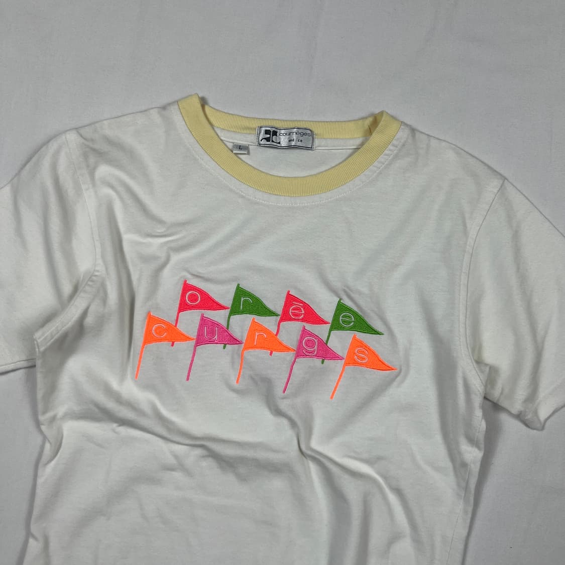 90‘s 꾸레주 꾸레쥬 courreges 깃발 로고 반팔티 상품이미지2