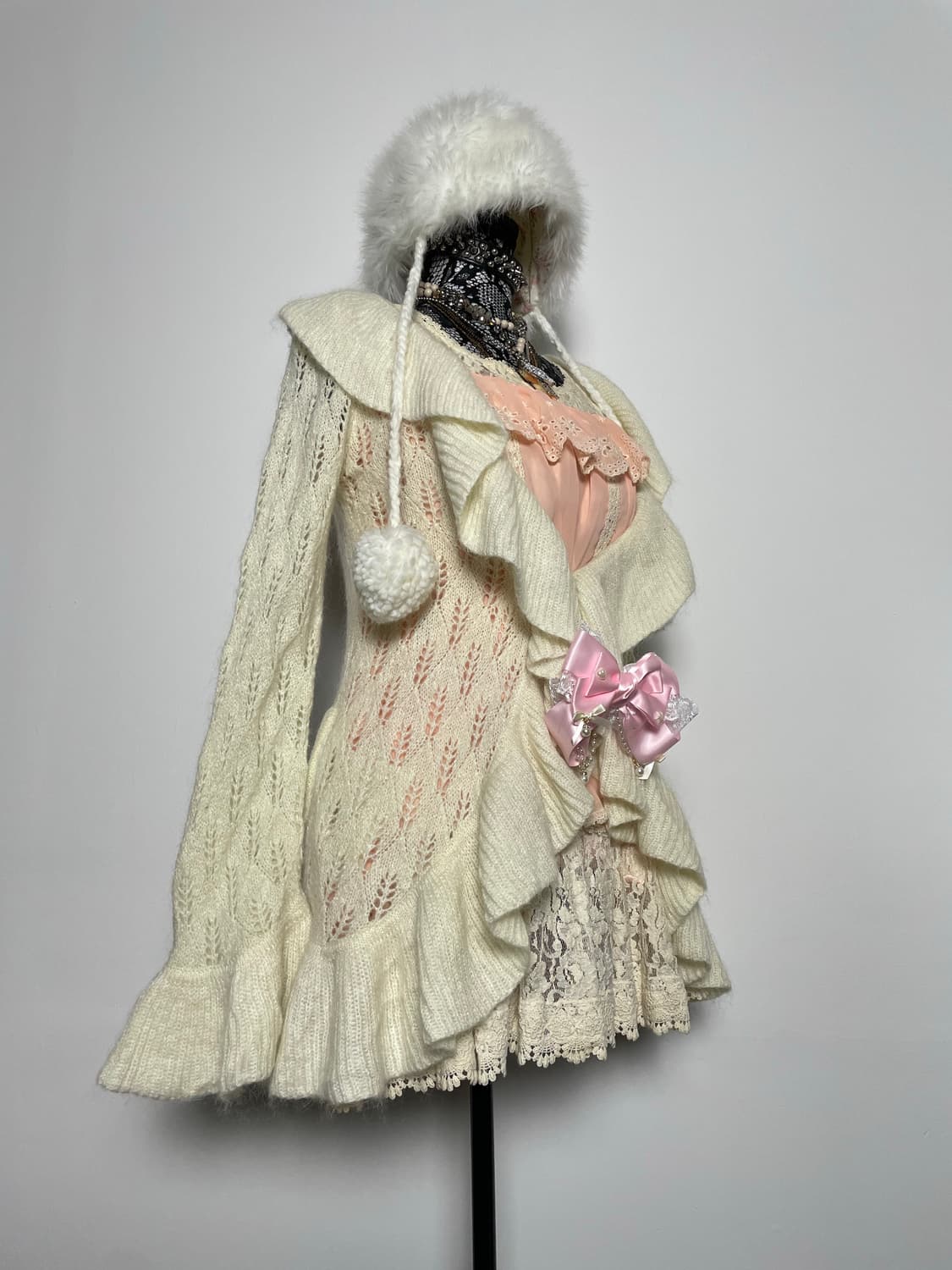 LIZ LISA 리즈리사 화이트 프릴 니트 가디건 상품이미지3