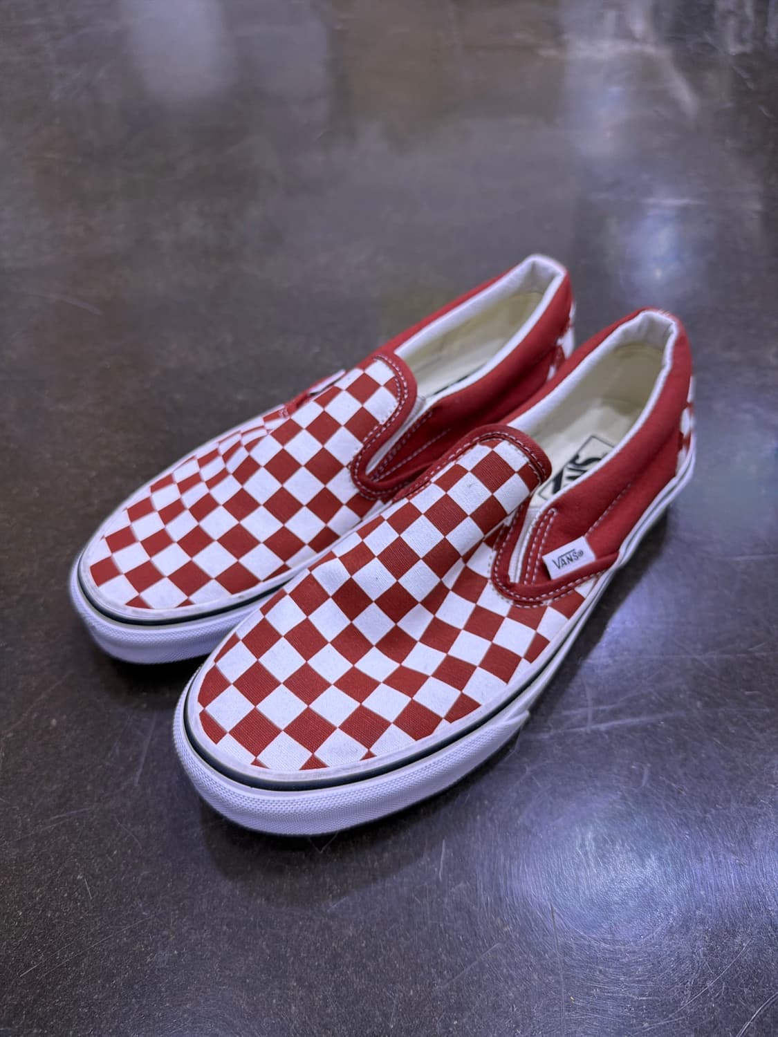 반스 체커보드 슬립온 스니커즈 레드 화이트 255 상품이미지1
