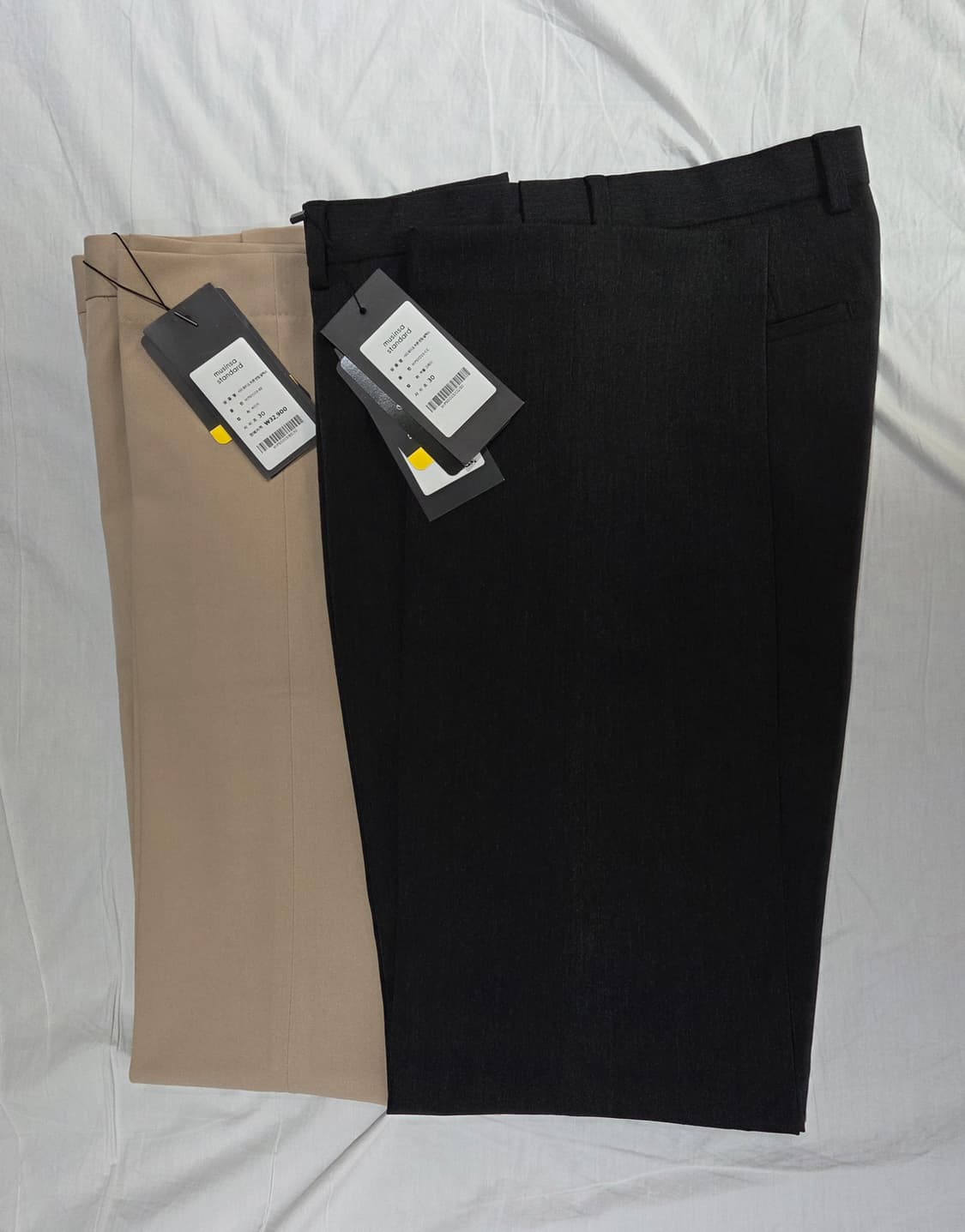 무신사스탠다드 세미 와이드 히든 밴딩 슬랙스 차콜 그레이, 베이지 상품이미지4