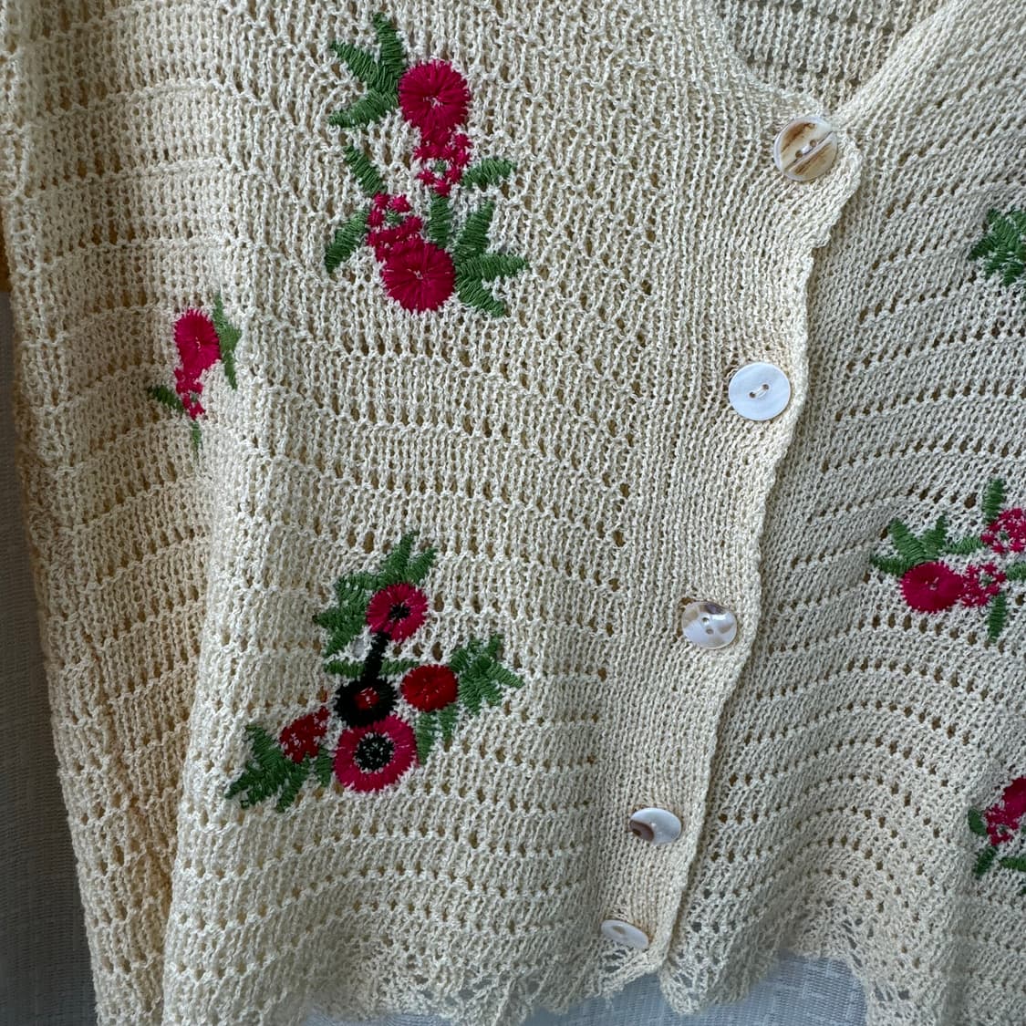 꽃자수 니트 가디건 S 모리걸 빈티지스타일 상품이미지2