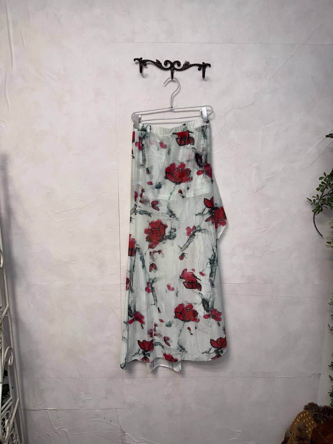 Sky blue oriental floral ruffle satin sk 상품이미지6