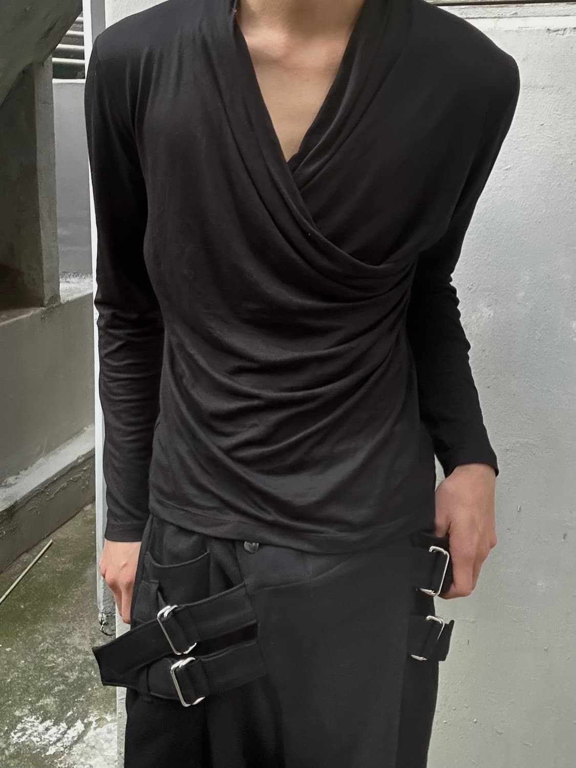 2000s JPN 락시크 드레이프 블랙 롱슬리브 상품이미지1