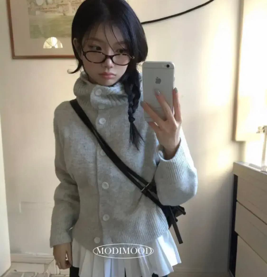 하이넥 니트버튼 후드 가디건 상품이미지1