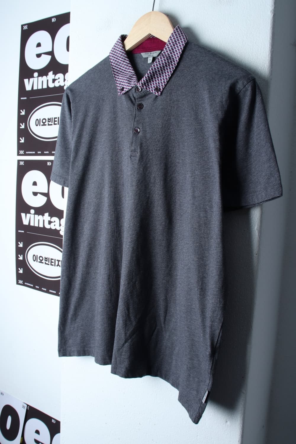 (S-M) 테드베이커 반팔 카라 티셔츠 카라포인트 그레이-H3H33911 상품이미지1