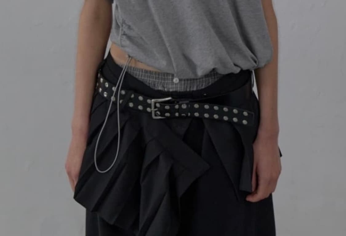 Icdc 플리츠 디테일 레이어드 스커트 블랙 상품이미지1