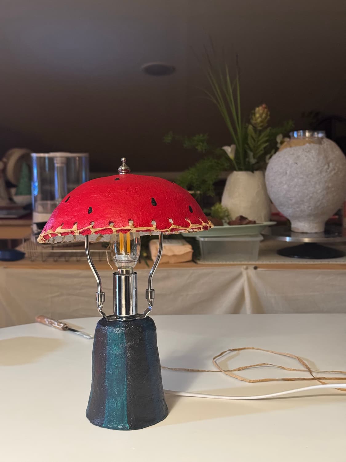 키치하고 사랑스러운 페이퍼마쉐 수박 조명🍉❤️ 상품이미지8