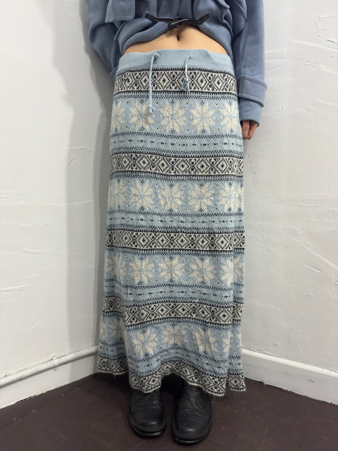winter pattern knit long skirt 상품이미지1
