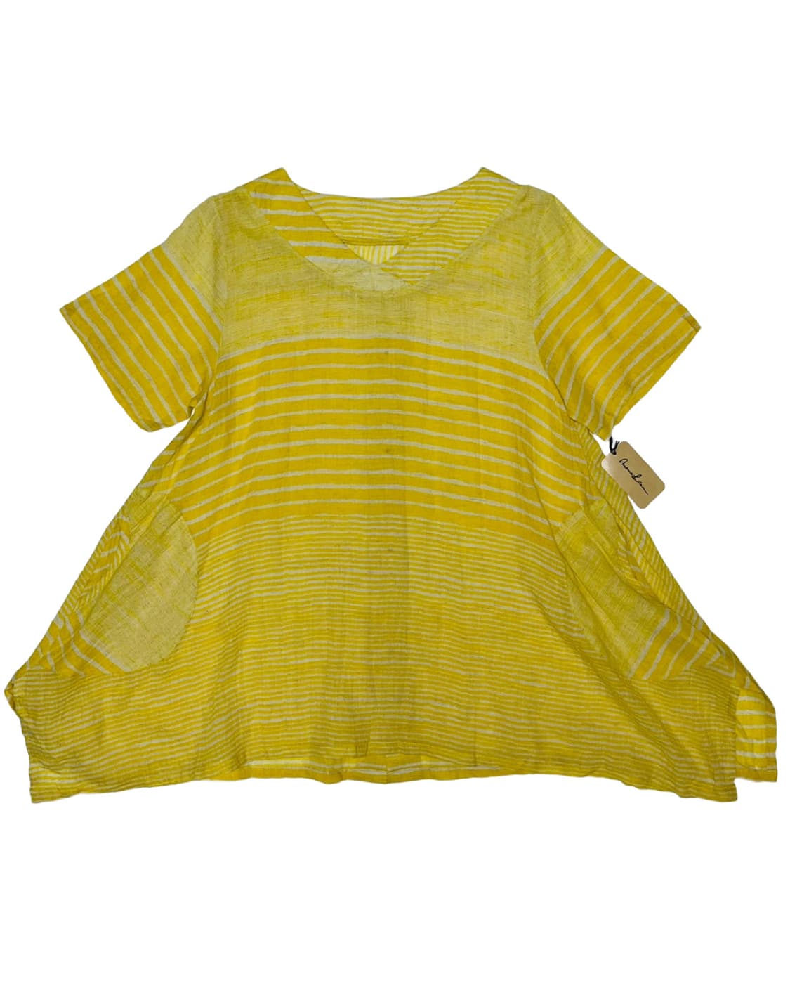 Yellow stripe back button top 상품이미지1