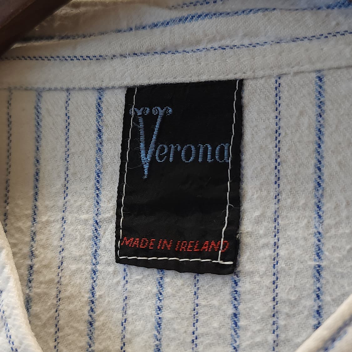 60s 프랑스 워크셔츠 가드너 빈티지 셔츠 스트라이프 화이트 롱 셔츠 L 상품이미지4