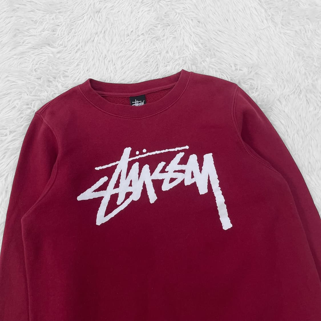 스투시 Stussy 스탁 로고 맨투맨 레드 버건디 상품이미지3