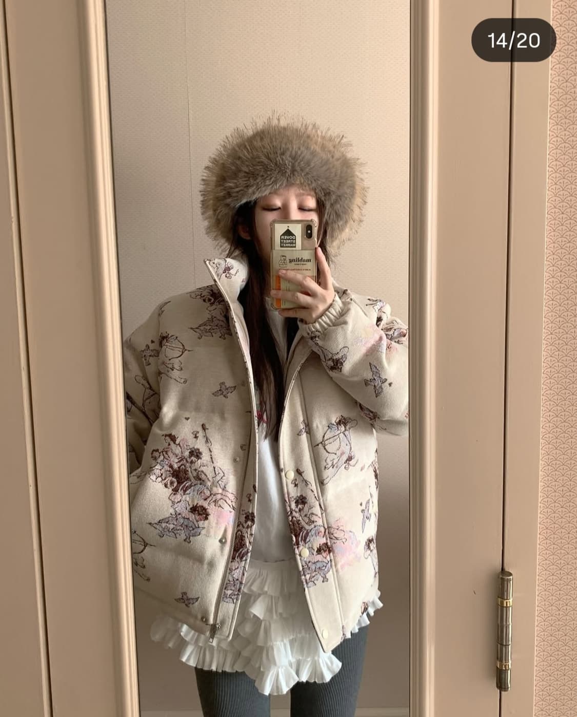 마블링 엔젤 자카드 패딩 푸퍼 상품이미지4