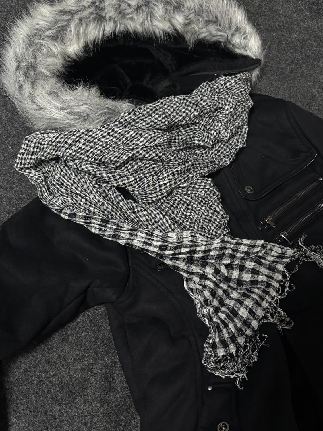 Vintage y2k punk checker scarf muffler 상품이미지2