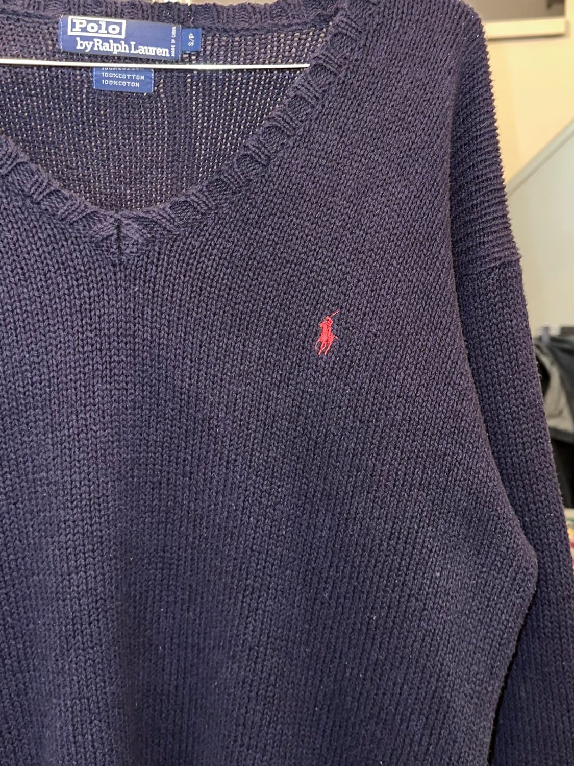 90’s Polo Ralph Lauren v-neck logo knit 상품이미지6