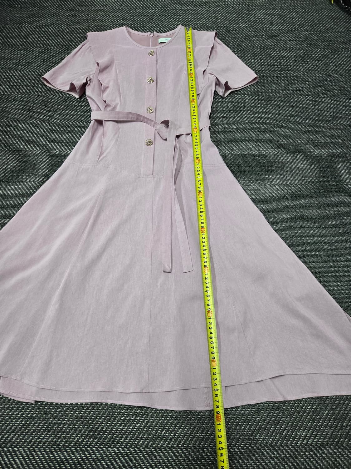 듀엘 프릴 라운드넥 벨티드 원피스 상품이미지9