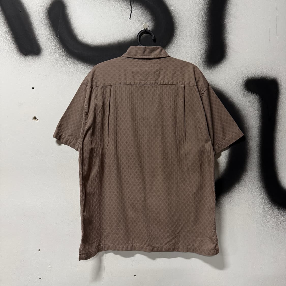VTG 빈티지 브라운 자수 모노그램 풀 패턴 더블포켓 반팔 셔츠 상품이미지2