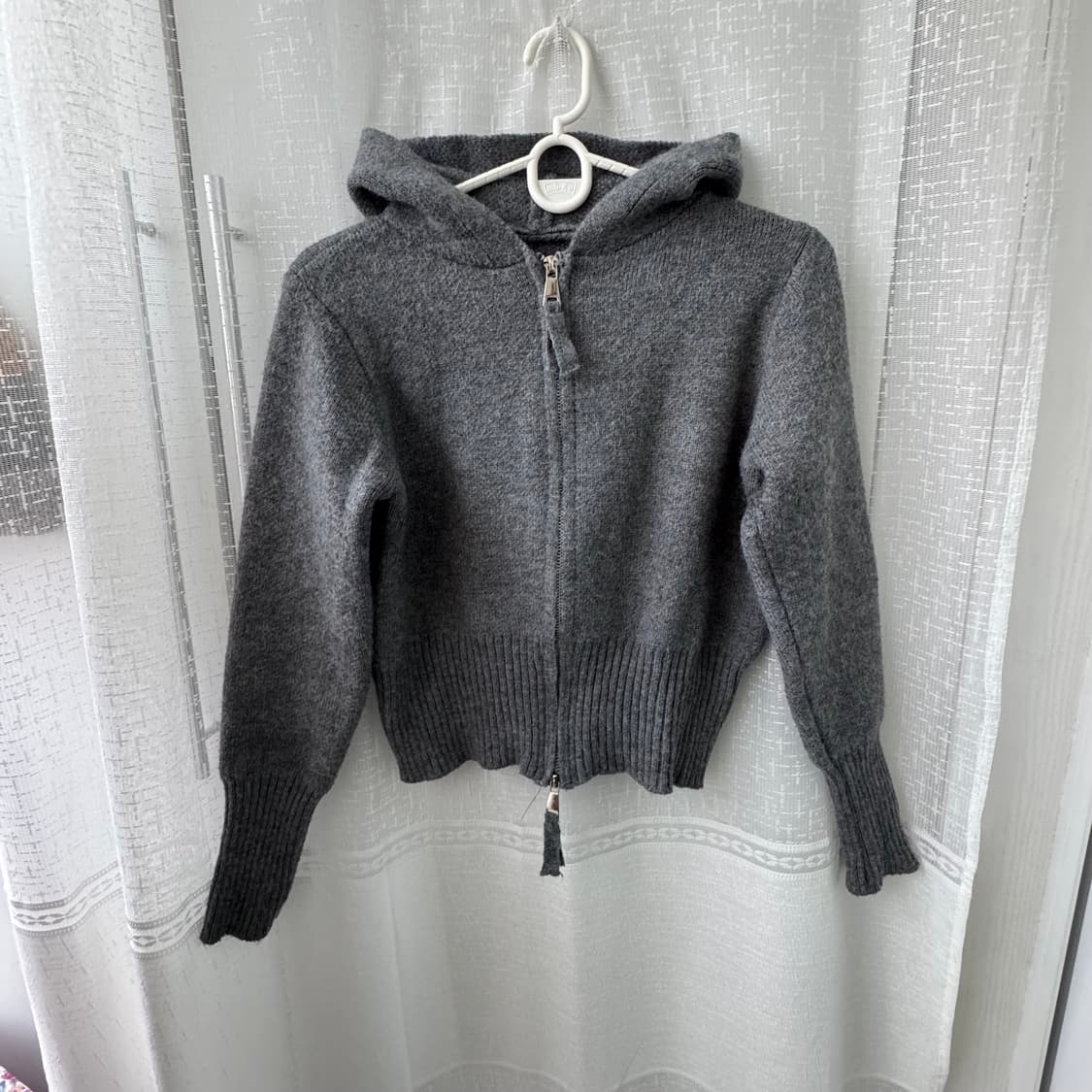 진그레이 투웨이 니트 후드집업 티셔츠 상품이미지1